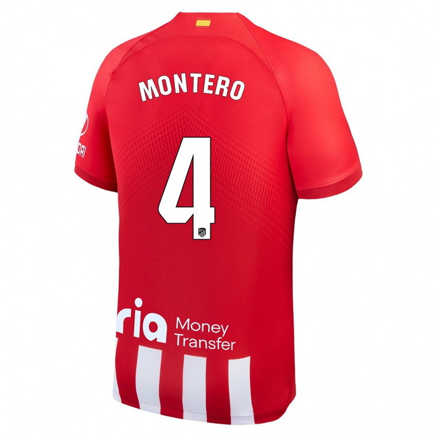 Niño Camiseta Francisco Montero #4 Rojo Blanco 1ª Equipación 2023/24 La Camisa