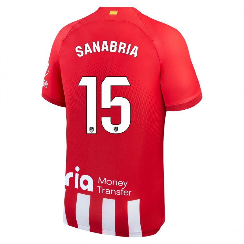 Niño Camiseta Juan Sanabria #15 Rojo Blanco 1ª Equipación 2023/24 La Camisa
