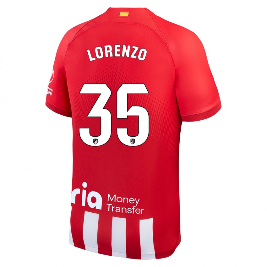 Niño Camiseta Diego Lorenzo #35 Rojo Blanco 1ª Equipación 2023/24 La Camisa