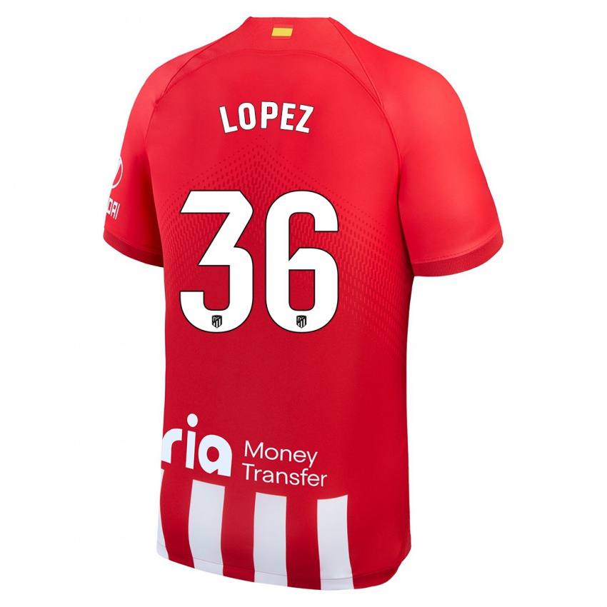 Niño Camiseta David Lopez #36 Rojo Blanco 1ª Equipación 2023/24 La Camisa