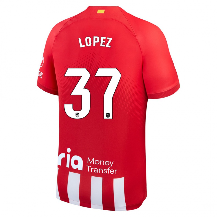 Niño Camiseta Alex Lopez #37 Rojo Blanco 1ª Equipación 2023/24 La Camisa