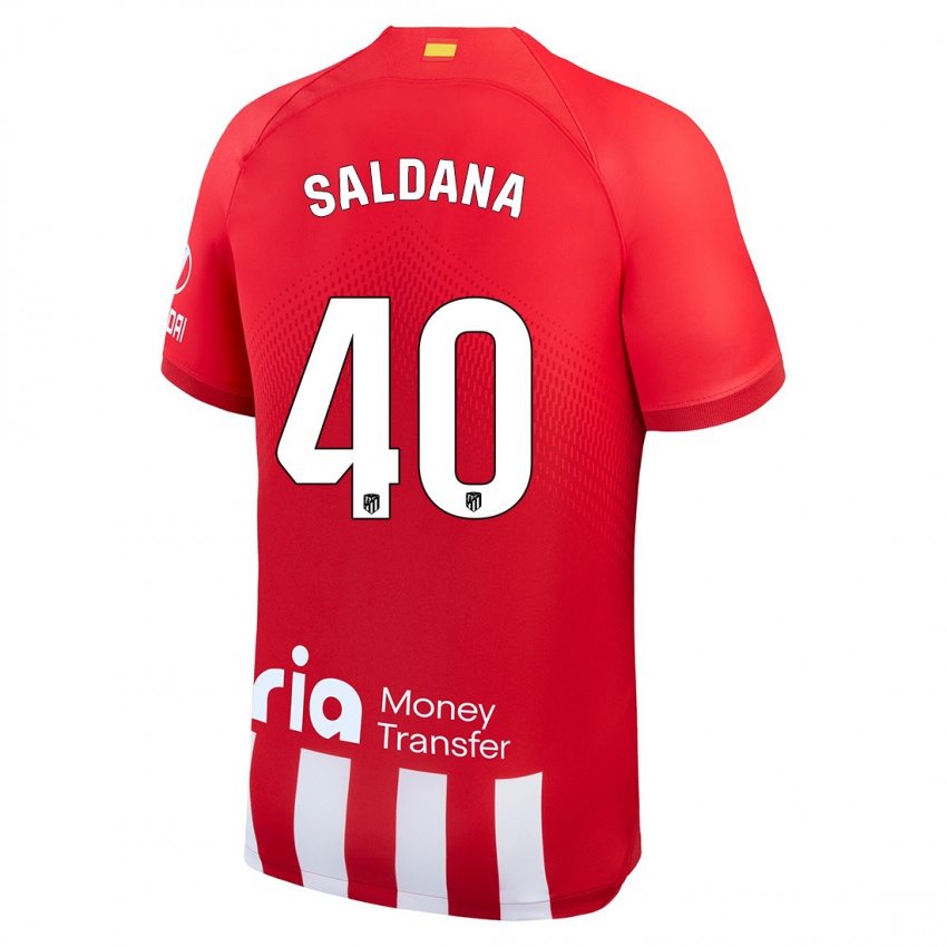 Niño Camiseta Jose Saldana #40 Rojo Blanco 1ª Equipación 2023/24 La Camisa