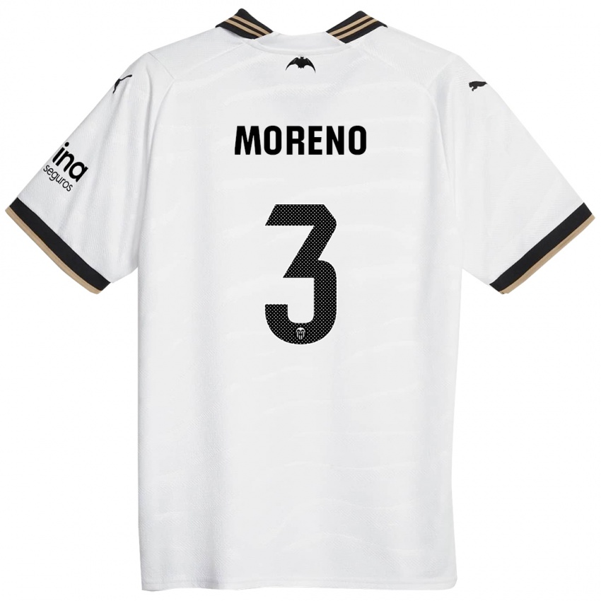 Niño Camiseta Diego Moreno #3 Blanco 1ª Equipación 2023/24 La Camisa