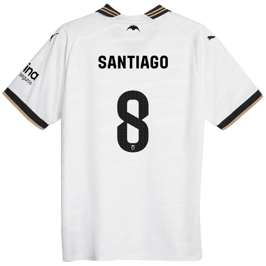 Niño Camiseta Yellu Santiago #8 Blanco 1ª Equipación 2023/24 La Camisa