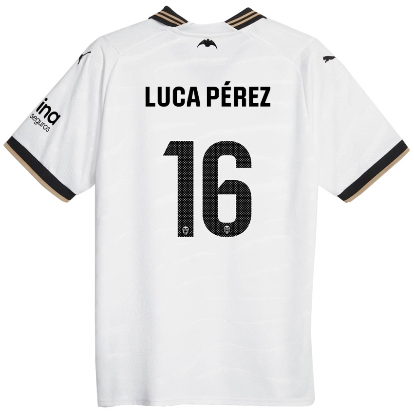 Niño Camiseta Simón Luca Pérez #16 Blanco 1ª Equipación 2023/24 La Camisa