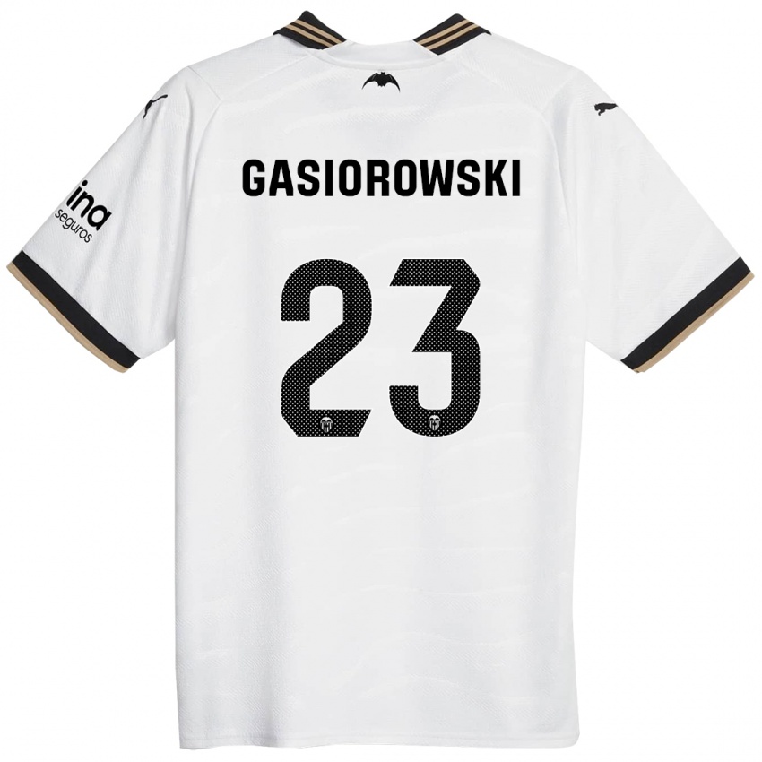 Niño Camiseta Yarek Gasiorowski #23 Blanco 1ª Equipación 2023/24 La Camisa