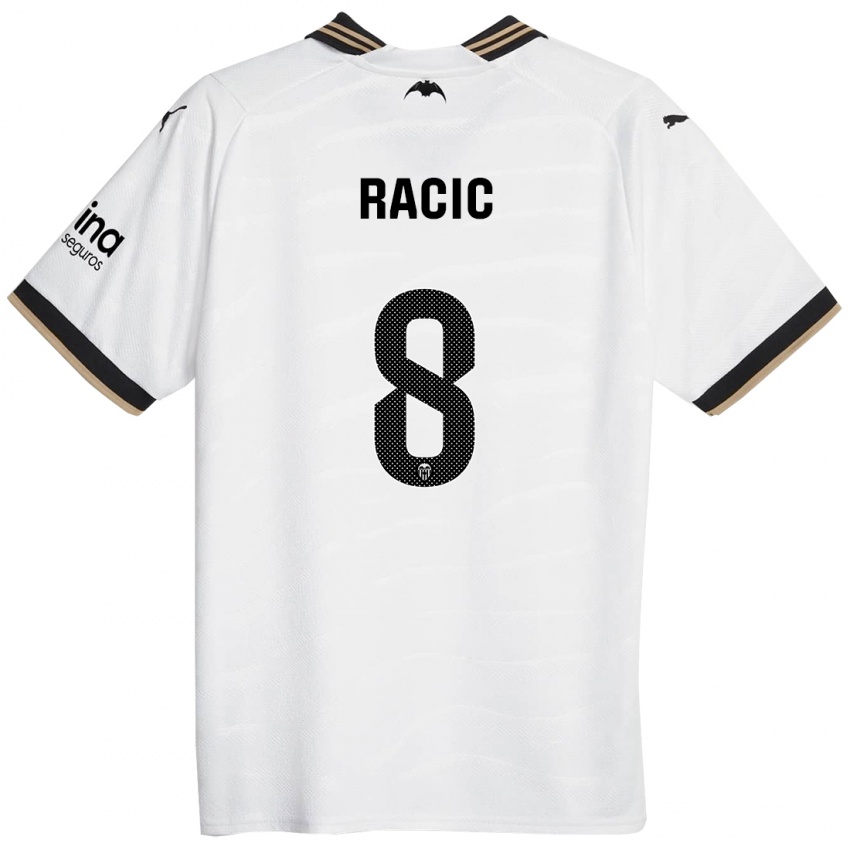 Niño Camiseta Uros Racic #8 Blanco 1ª Equipación 2023/24 La Camisa