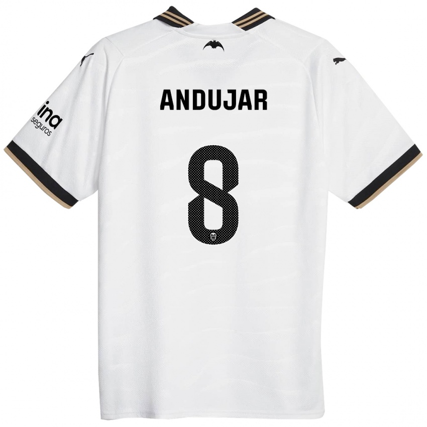 Niño Camiseta Candela Andujar #8 Blanco 1ª Equipación 2023/24 La Camisa