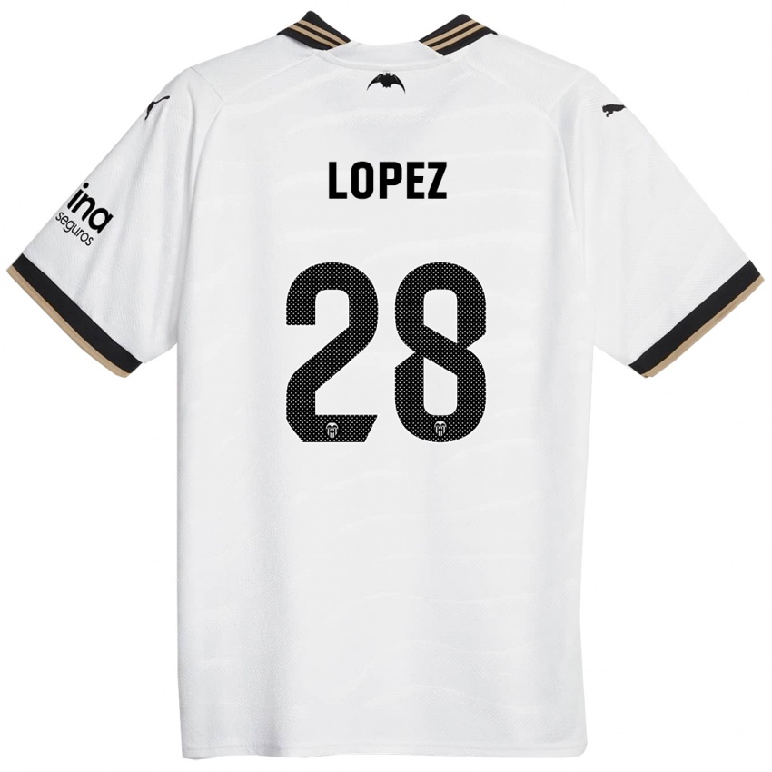 Niño Camiseta Saray Lopez #28 Blanco 1ª Equipación 2023/24 La Camisa