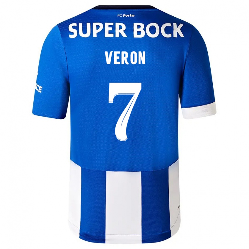 Niño Camiseta Gabriel Veron #7 Azul Blanco 1ª Equipación 2023/24 La Camisa