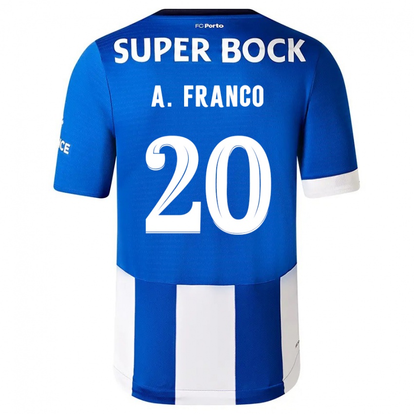 Niño Camiseta Andre Franco #20 Azul Blanco 1ª Equipación 2023/24 La Camisa
