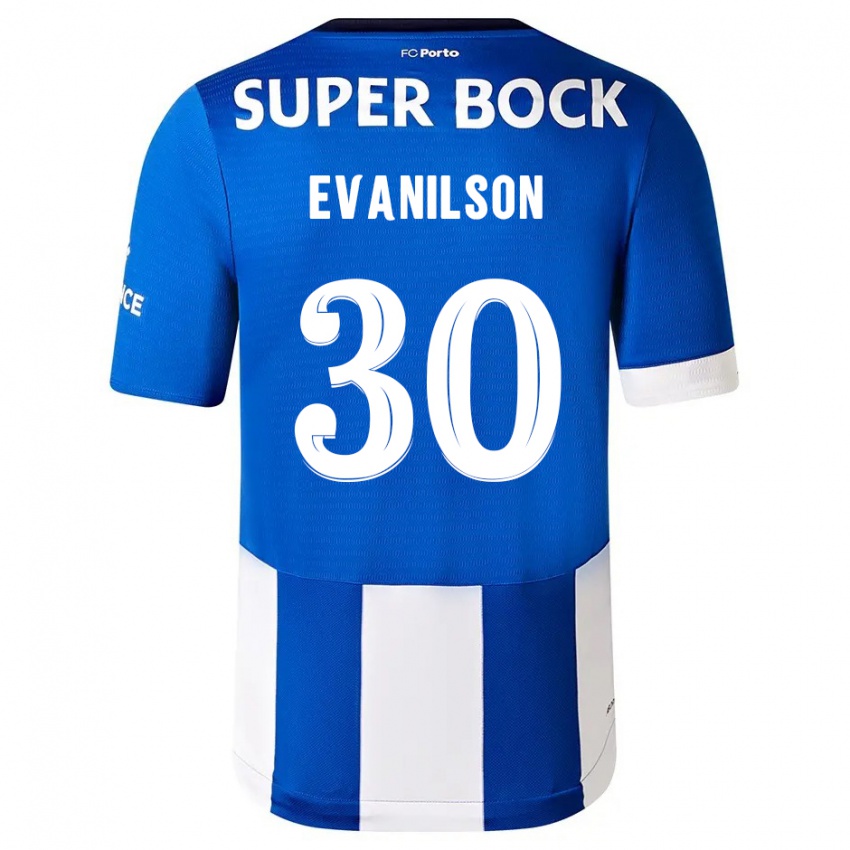 Niño Camiseta Evanilson #30 Azul Blanco 1ª Equipación 2023/24 La Camisa