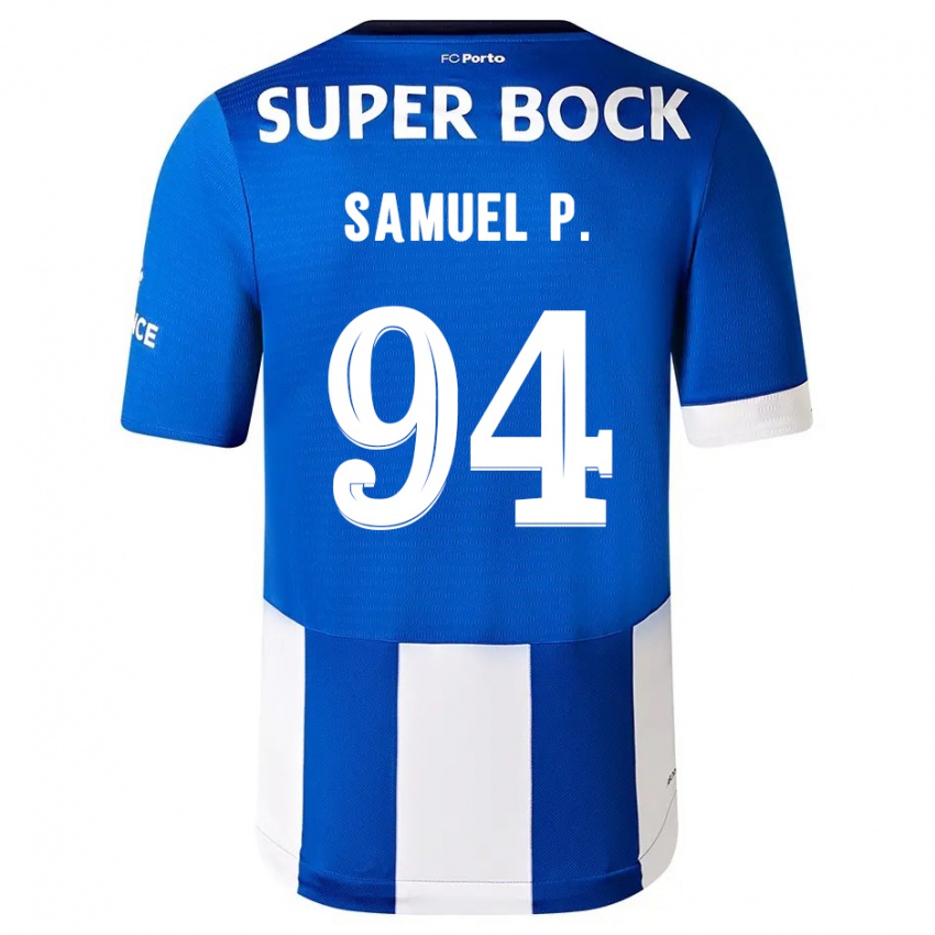 Niño Camiseta Samuel #94 Azul Blanco 1ª Equipación 2023/24 La Camisa