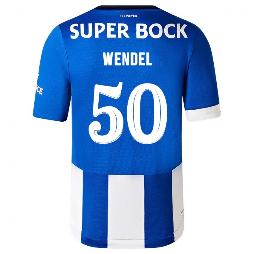 Niño Camiseta Wendel #50 Azul Blanco 1ª Equipación 2023/24 La Camisa