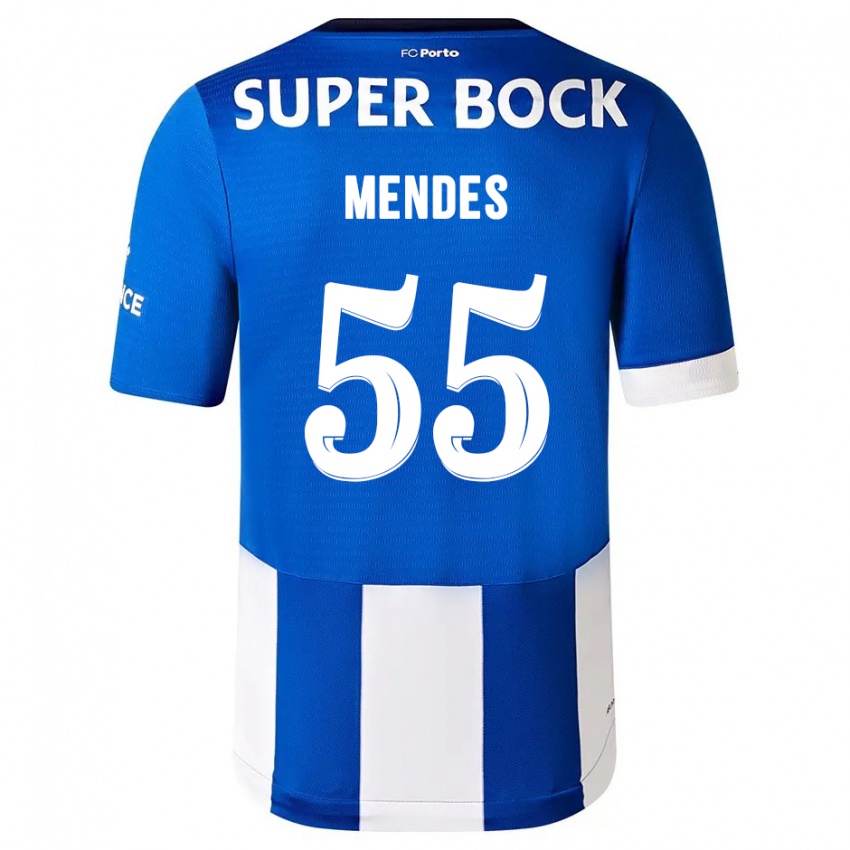 Niño Camiseta Joao Mendes #55 Azul Blanco 1ª Equipación 2023/24 La Camisa