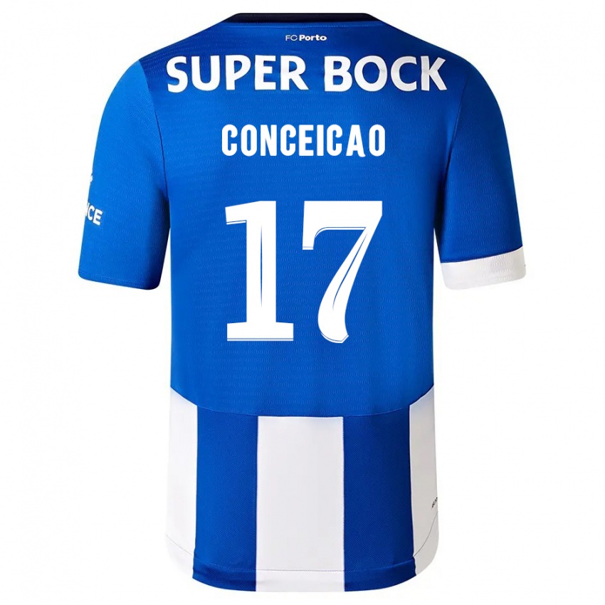 Niño Camiseta Rodrigo Conceicao #17 Azul Blanco 1ª Equipación 2023/24 La Camisa
