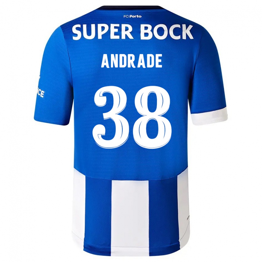Niño Camiseta Fernando Andrade #38 Azul Blanco 1ª Equipación 2023/24 La Camisa