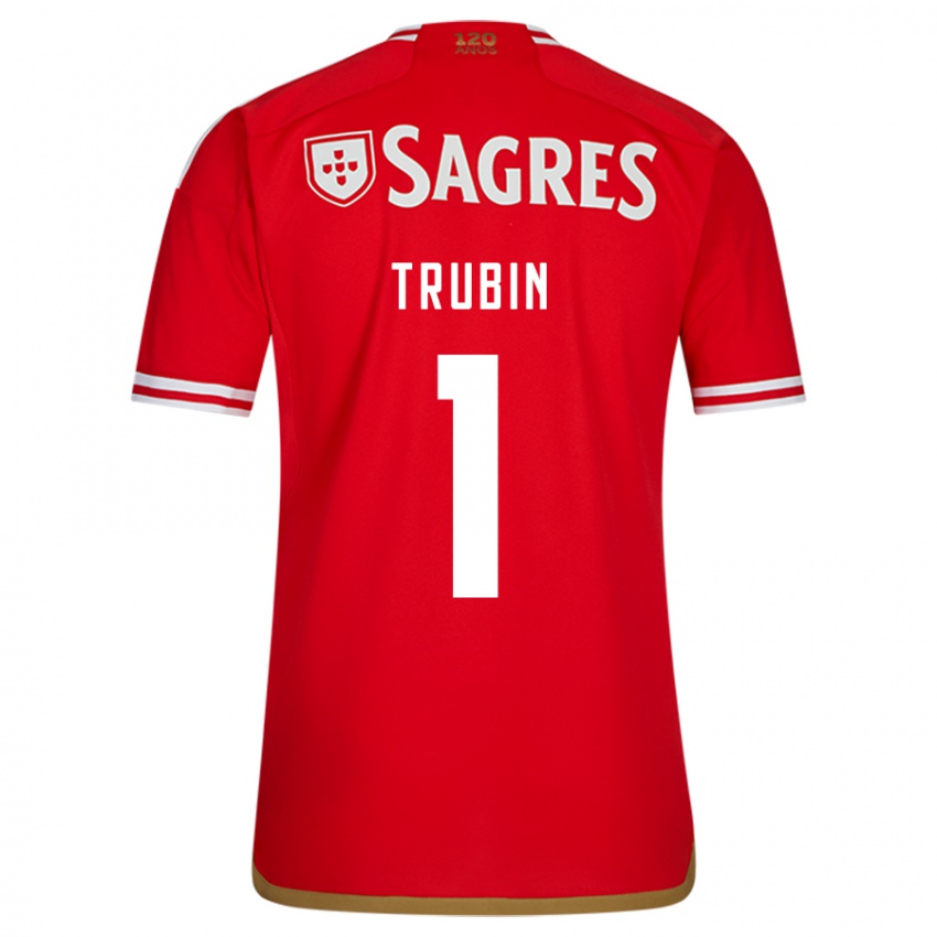 Niño Camiseta Anatoliy Trubin #1 Rojo 1ª Equipación 2023/24 La Camisa