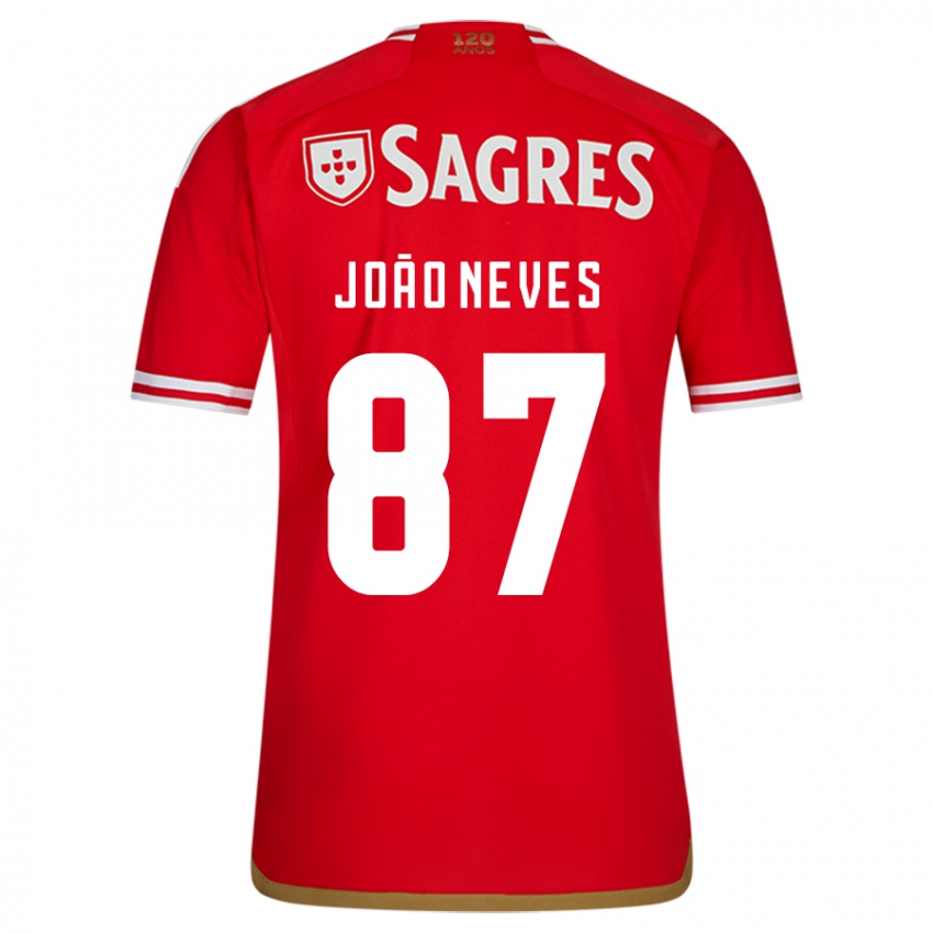 Niño Camiseta João Neves #87 Rojo 1ª Equipación 2023/24 La Camisa