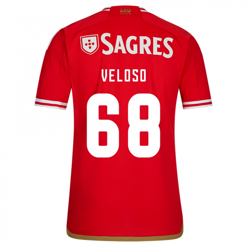 Niño Camiseta João Veloso #68 Rojo 1ª Equipación 2023/24 La Camisa