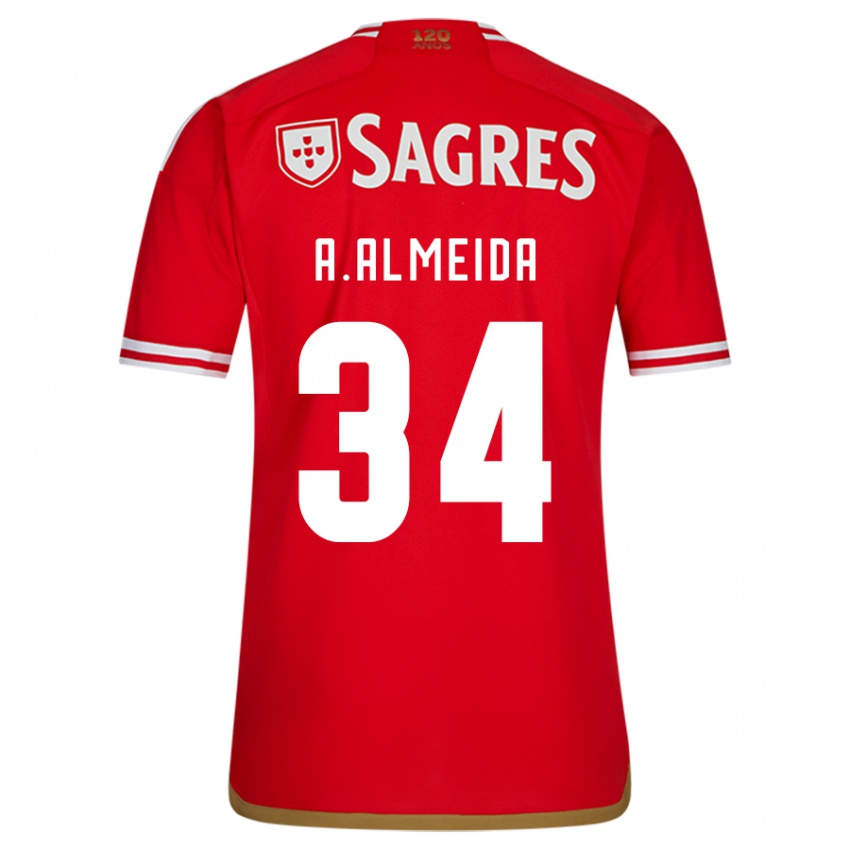 Niño Camiseta Andre Almeida #34 Rojo 1ª Equipación 2023/24 La Camisa