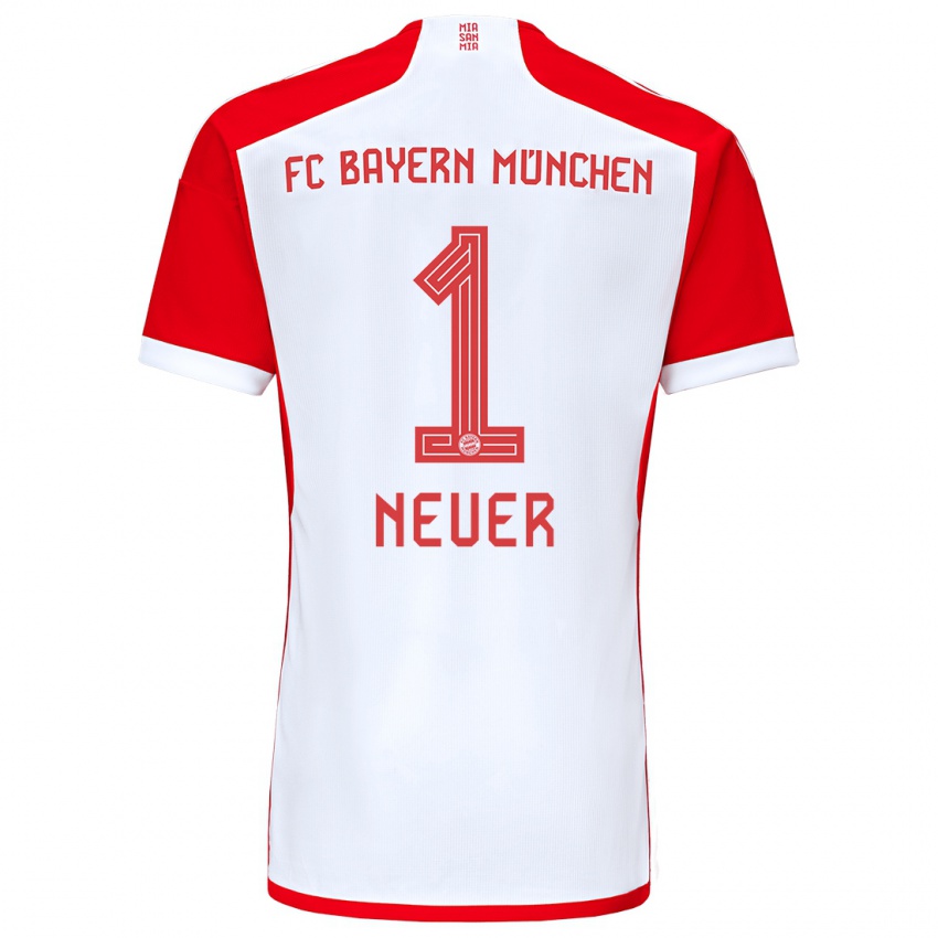 Niño Camiseta Manuel Neuer #1 Rojo Blanco 1ª Equipación 2023/24 La Camisa