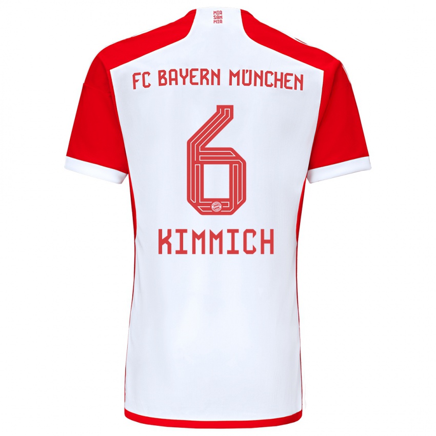 Niño Camiseta Joshua Kimmich #6 Rojo Blanco 1ª Equipación 2023/24 La Camisa