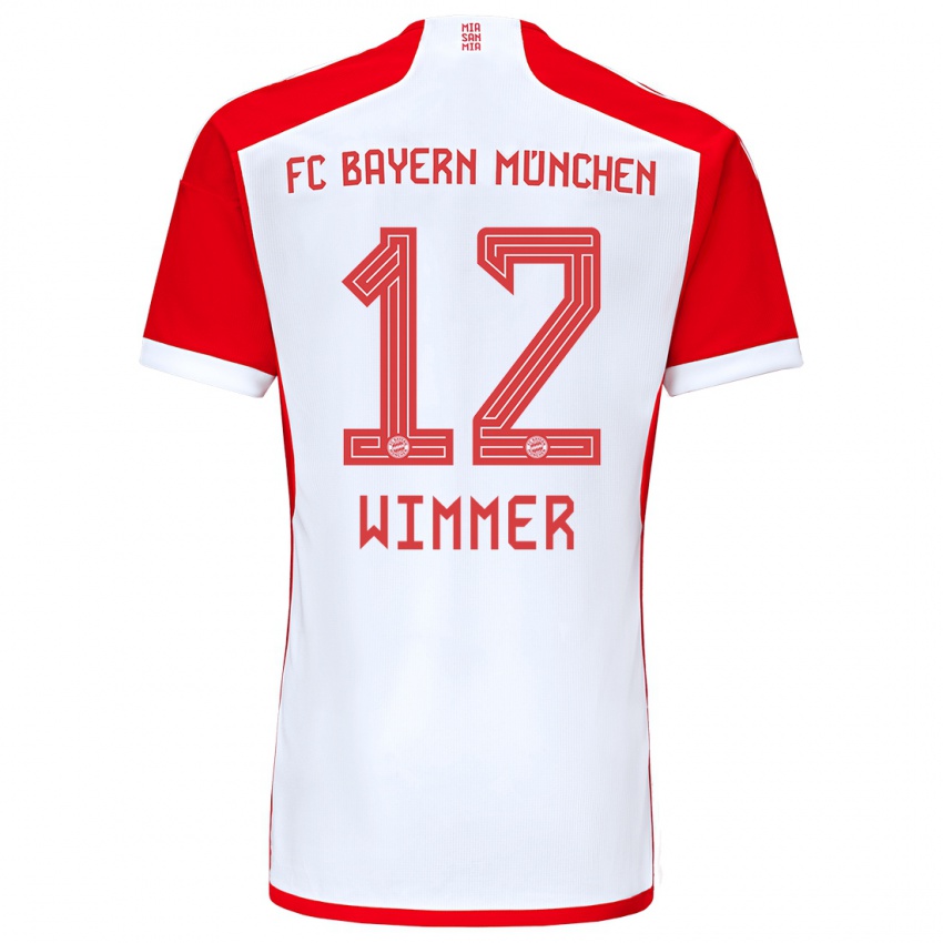 Niño Camiseta Benedikt Wimmer #12 Rojo Blanco 1ª Equipación 2023/24 La Camisa