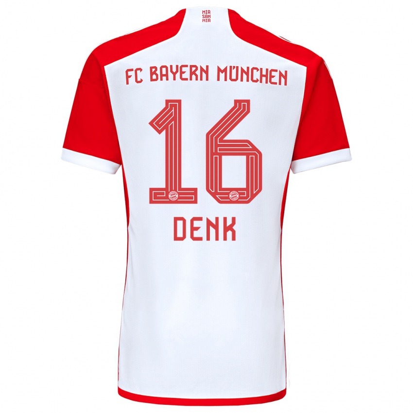 Niño Camiseta Luca Denk #16 Rojo Blanco 1ª Equipación 2023/24 La Camisa