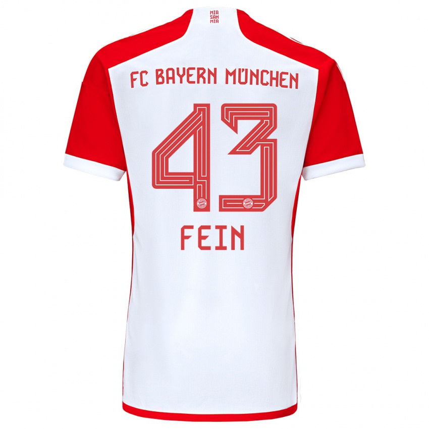 Niño Camiseta Adrian Fein #43 Rojo Blanco 1ª Equipación 2023/24 La Camisa