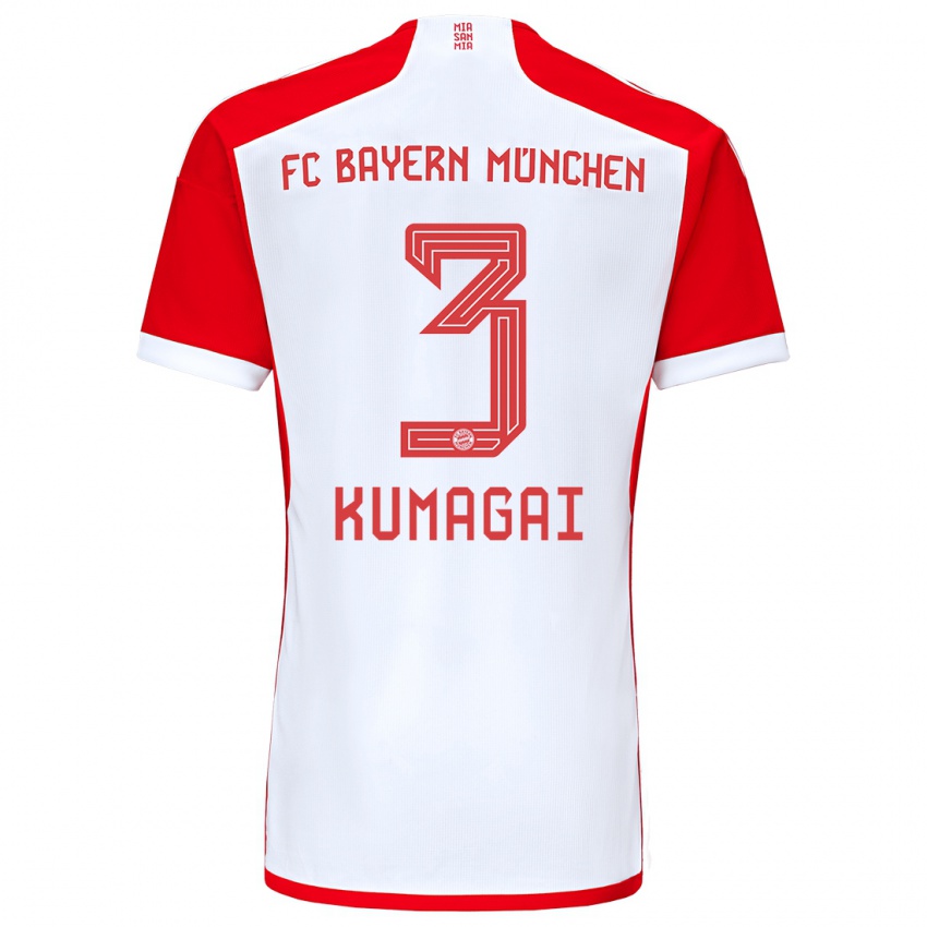 Niño Camiseta Saki Kumagai #3 Rojo Blanco 1ª Equipación 2023/24 La Camisa