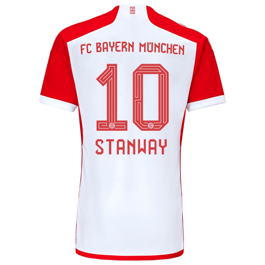Niño Camiseta Georgia Stanway #10 Rojo Blanco 1ª Equipación 2023/24 La Camisa