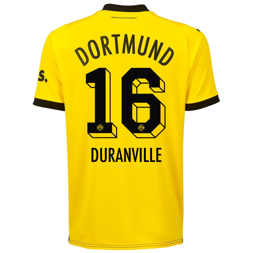 Niño Camiseta Julien Duranville #16 Amarillo 1ª Equipación 2023/24 La Camisa