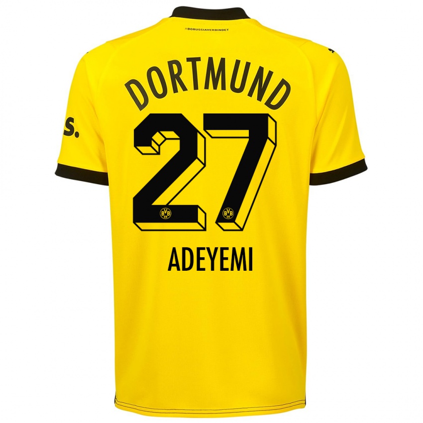 Niño Camiseta Karim Adeyemi #27 Amarillo 1ª Equipación 2023/24 La Camisa