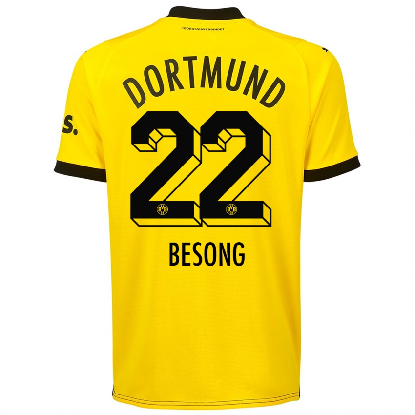 Niño Camiseta Paul-Philipp Besong #22 Amarillo 1ª Equipación 2023/24 La Camisa