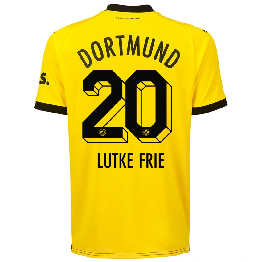 Niño Camiseta Dennis Lutke-Frie #20 Amarillo 1ª Equipación 2023/24 La Camisa