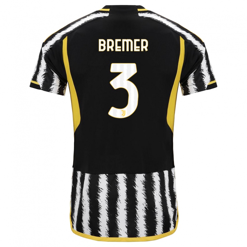 Niño Camiseta Bremer #3 Blanco Negro 1ª Equipación 2023/24 La Camisa