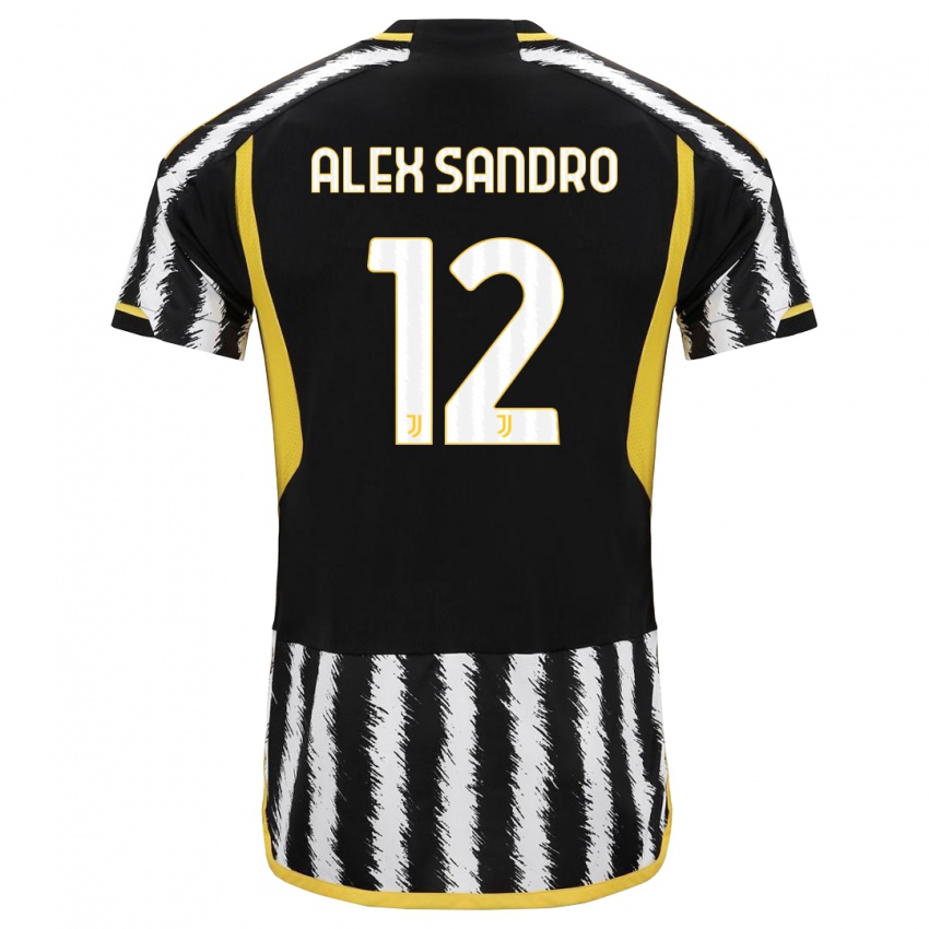 Niño Camiseta Alex Sandro #12 Blanco Negro 1ª Equipación 2023/24 La Camisa