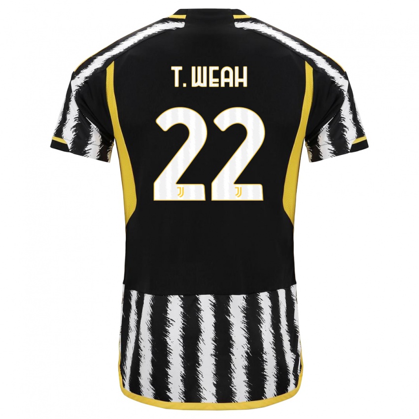 Niño Camiseta Timothy Weah #22 Blanco Negro 1ª Equipación 2023/24 La Camisa
