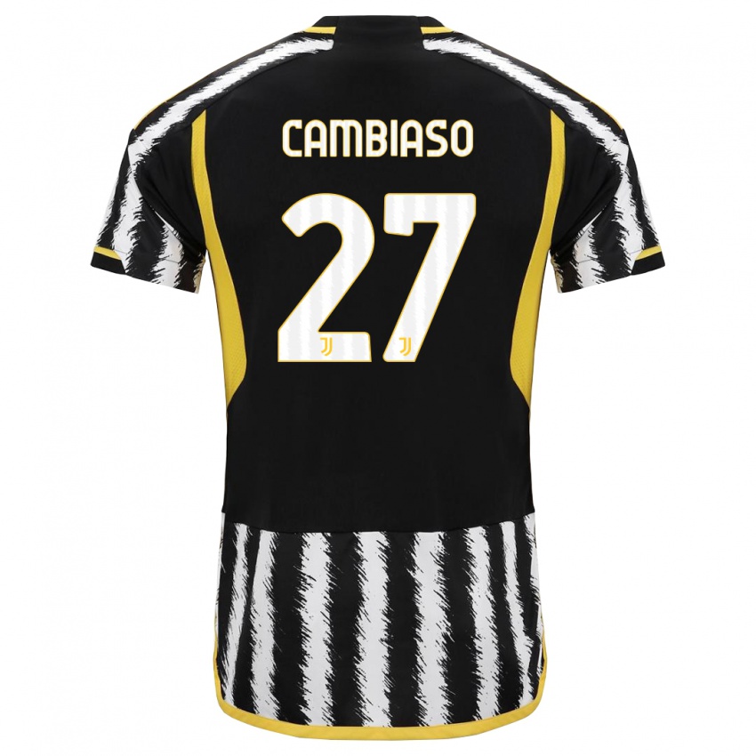 Niño Camiseta Andrea Cambiaso #27 Blanco Negro 1ª Equipación 2023/24 La Camisa