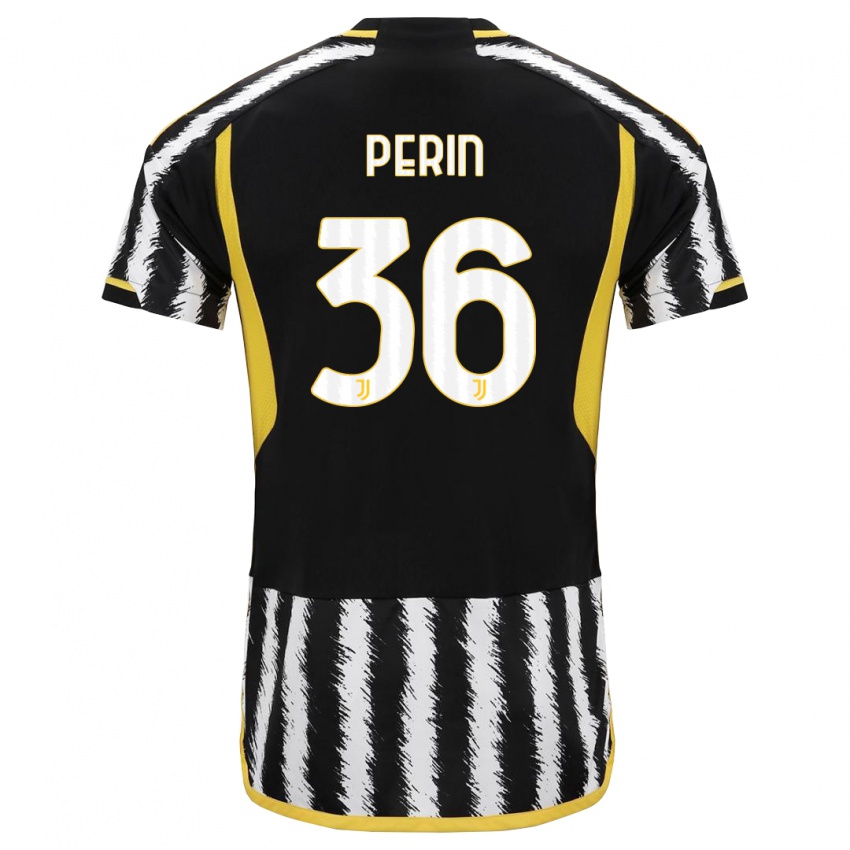 Niño Camiseta Mattia Perin #36 Blanco Negro 1ª Equipación 2023/24 La Camisa