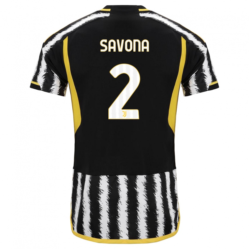 Niño Camiseta Nicolo Savona #2 Blanco Negro 1ª Equipación 2023/24 La Camisa