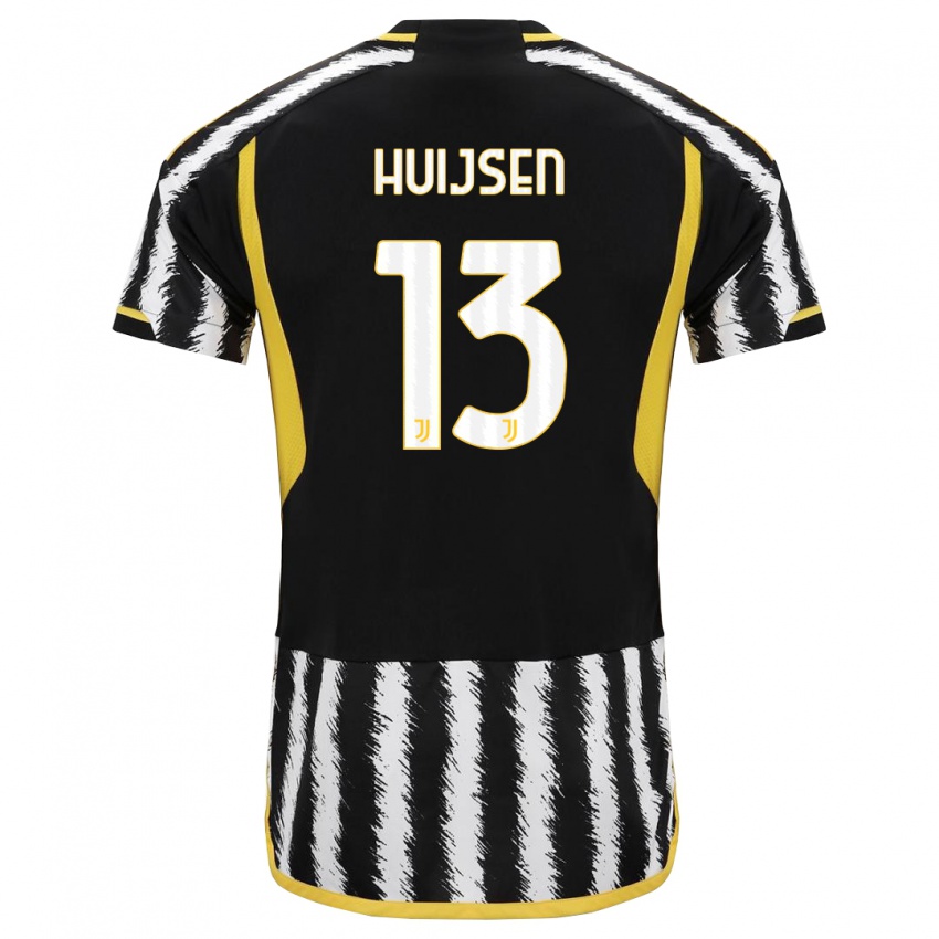 Niño Camiseta Dean Huijsen #13 Blanco Negro 1ª Equipación 2023/24 La Camisa