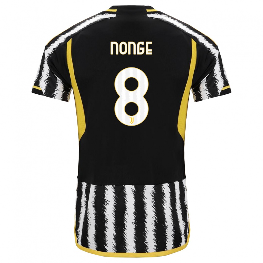 Niño Camiseta Joseph Nonge #8 Blanco Negro 1ª Equipación 2023/24 La Camisa