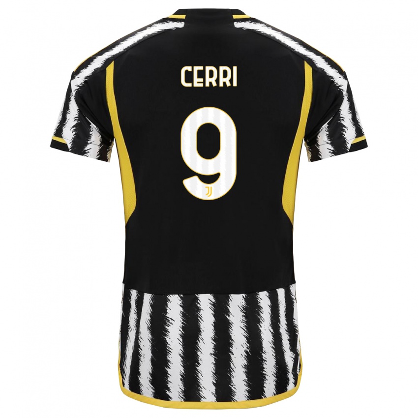 Niño Camiseta Leonardo Cerri #9 Blanco Negro 1ª Equipación 2023/24 La Camisa