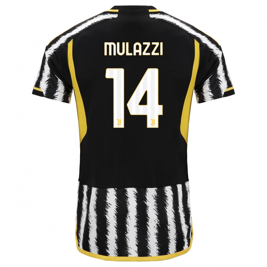 Niño Camiseta Gabriele Mulazzi #14 Blanco Negro 1ª Equipación 2023/24 La Camisa