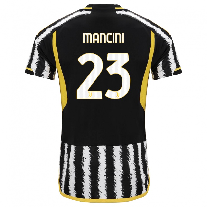 Niño Camiseta Tommaso Mancini #23 Blanco Negro 1ª Equipación 2023/24 La Camisa