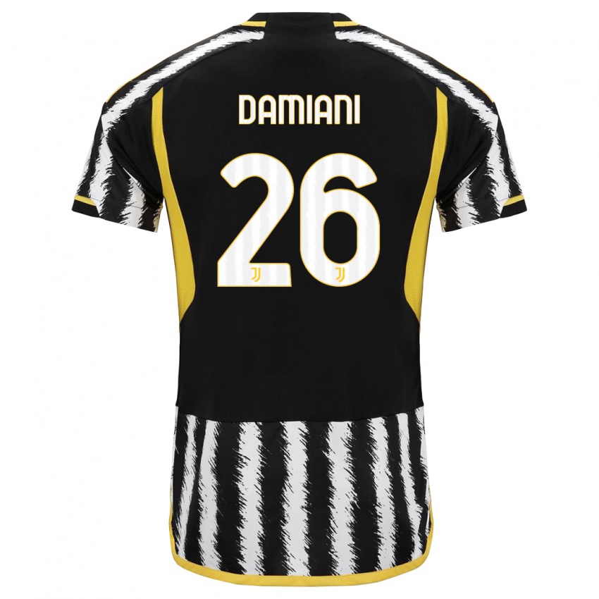 Niño Camiseta Samuele Damiani #26 Blanco Negro 1ª Equipación 2023/24 La Camisa
