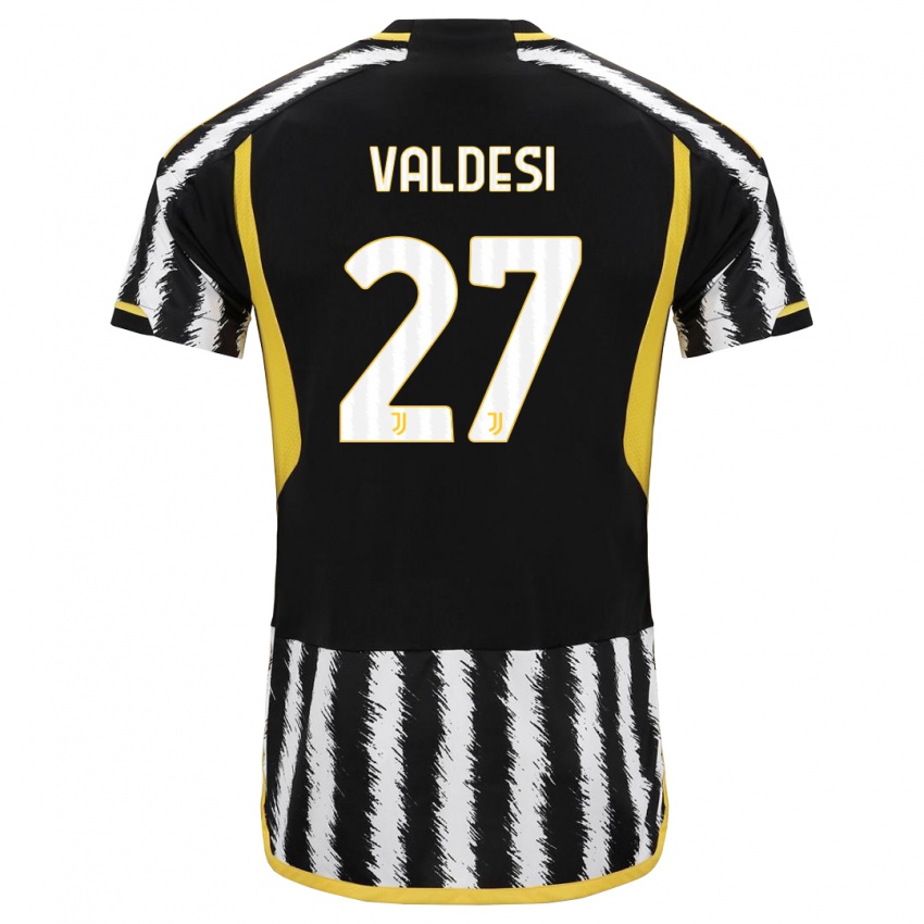 Niño Camiseta Andrea Valdesi #27 Blanco Negro 1ª Equipación 2023/24 La Camisa