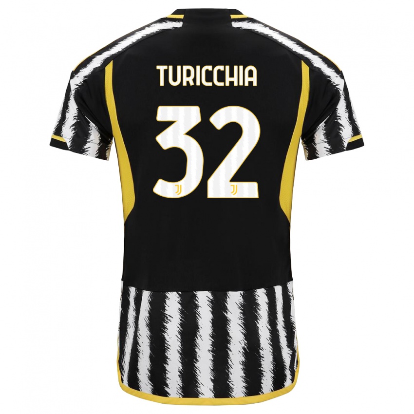 Niño Camiseta Riccardo Turicchia #32 Blanco Negro 1ª Equipación 2023/24 La Camisa